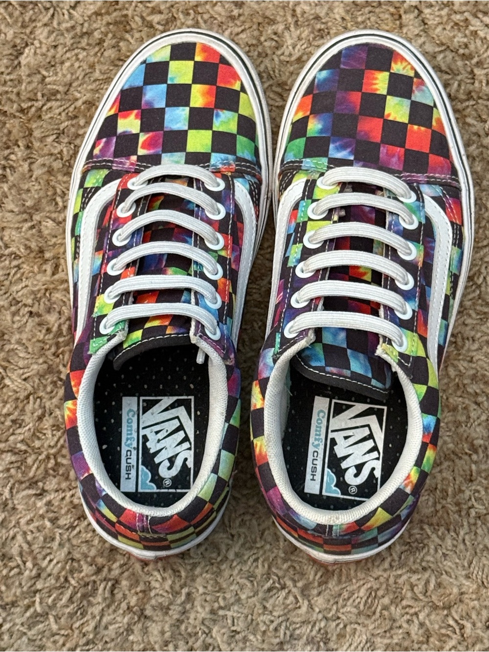 Vans Checkerboard Rainbow Lace-Up Sneakers